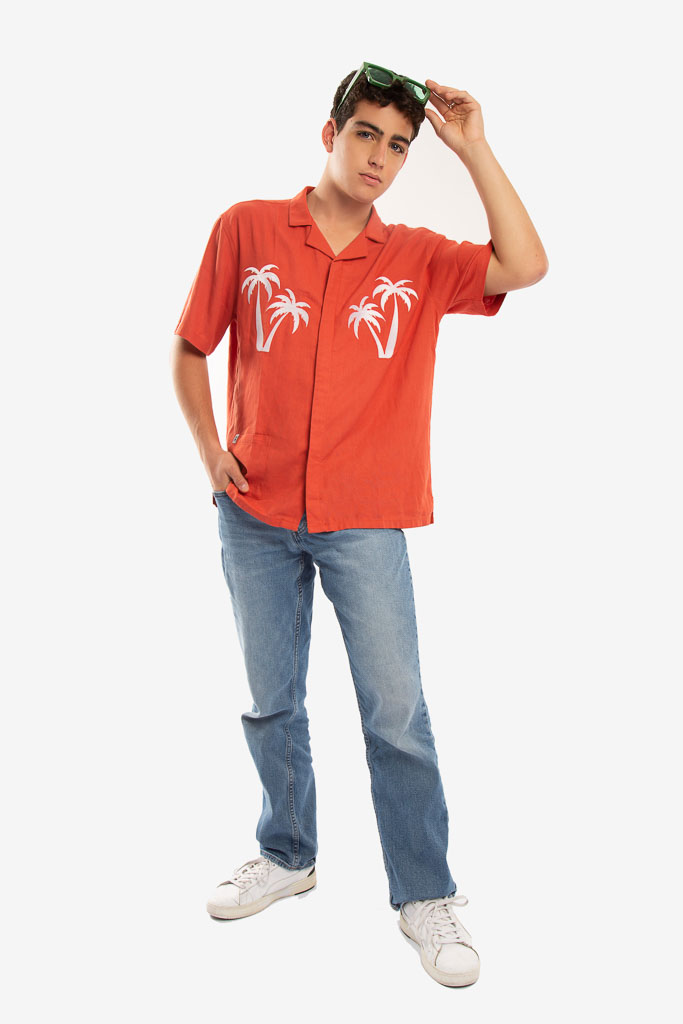 CAMISA MC LINO PALMERA BLANCA