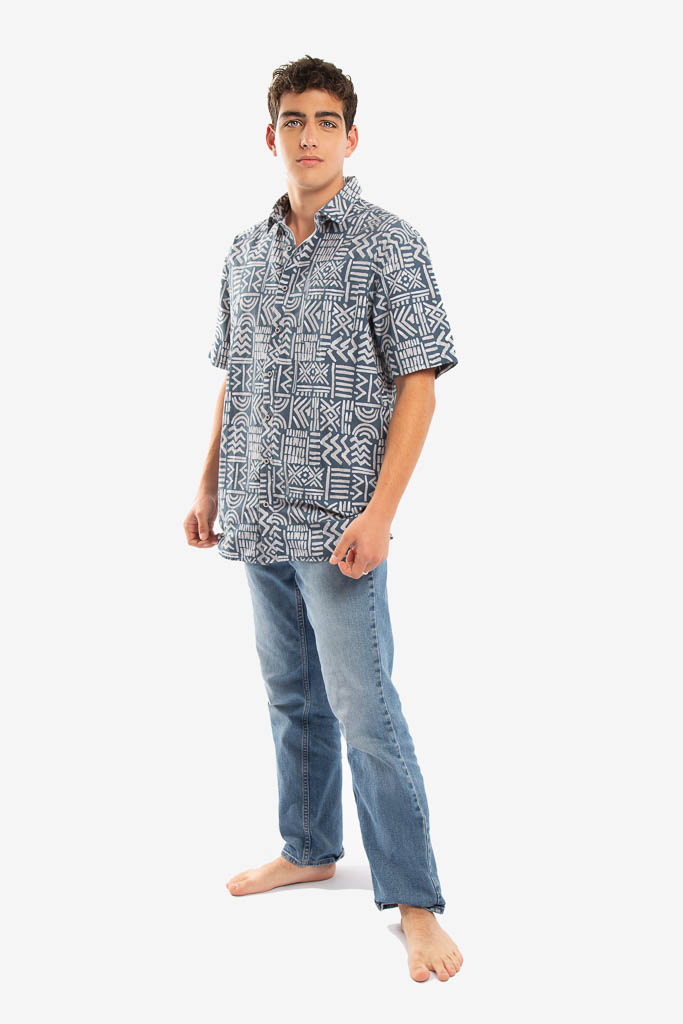 CAMISA MC TRIBAL GEOMETRIC BEIGE NEGRO