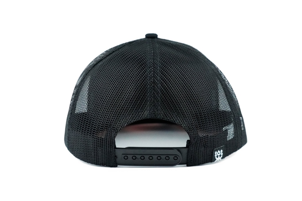 BLACK FLAT TRUCKER EXOTIC FLORAL BRIM.
