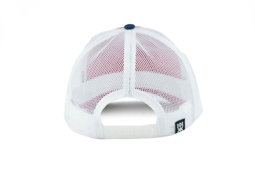 RED/BLUE/WHITE TRUCKER WHITE CIRCLE LOGO
