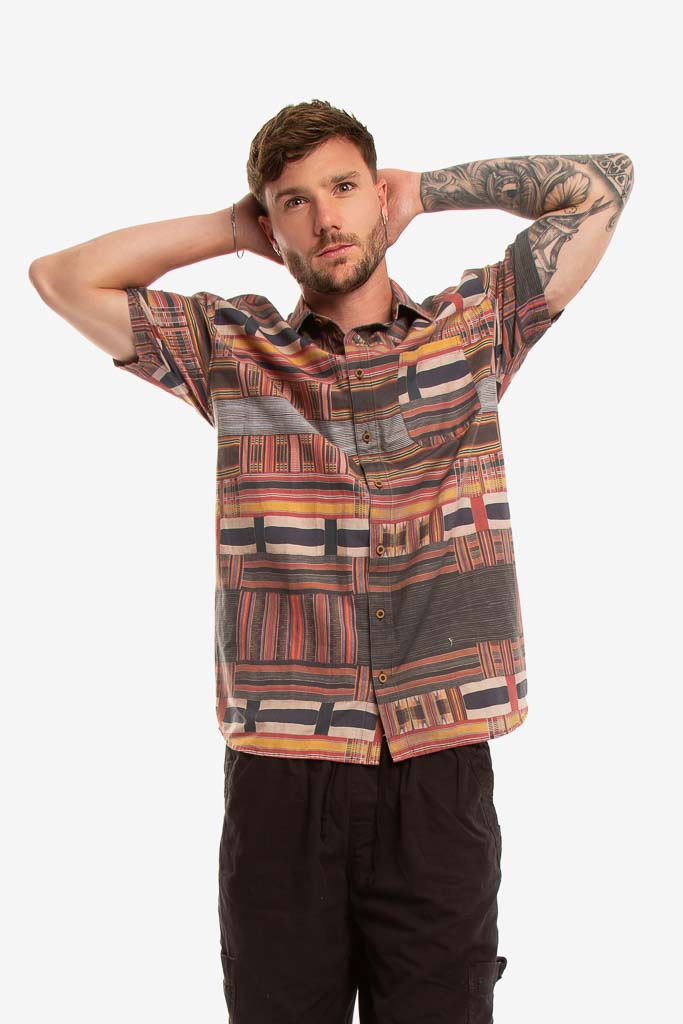 CAMISA MC AFRICAN PATTERN CAFÉ