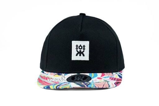 [GRSB0023] BLACK SNAPBACK COLOR LEAVES BRIM..