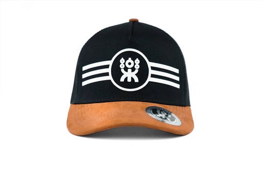 [GRTRK0044] BLACK/BROWN TRUCKER WHITE CIRCLE LOGO