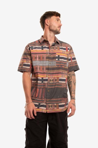 CAMISA MC AFRICAN PATTERN CAFÉ
